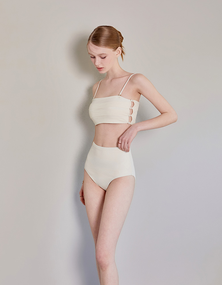 【Vikini Vender】エルチェボタンハイウエストビキニ Ivory Elche Button High Waist Bikini - Ivory | ファッション通販